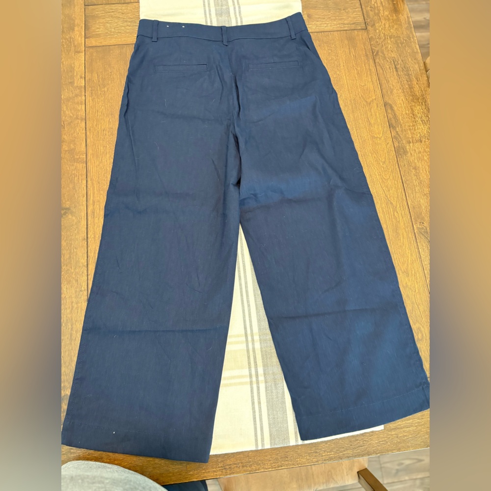 LOFT Blue Wide Leg Linen Pants - Picture 2 of 4